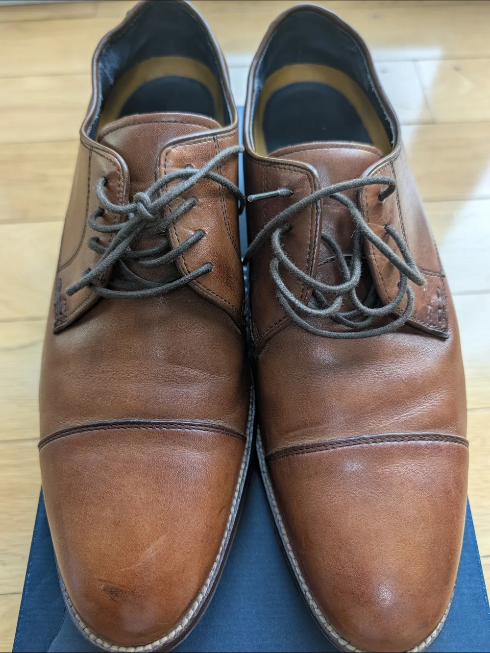 Clarks Brown Leather Cap-Toe Derby Shoes 9.5 Like New
